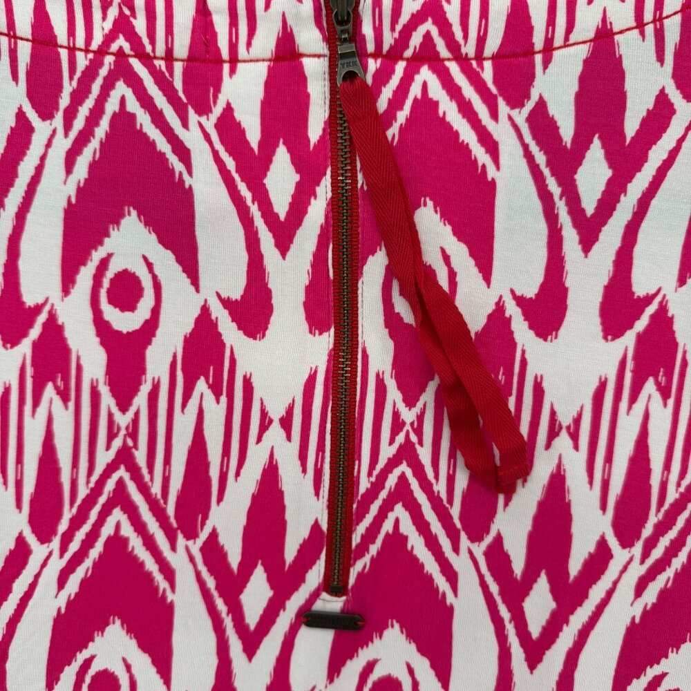 Hatley Ikat T Shirt Dress Pink White Short Cap Sleeve Stretch Back Zip Size M - Picture 10 of 10